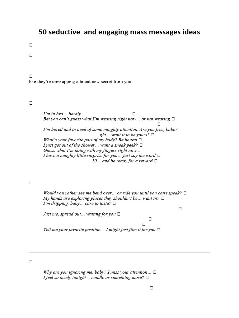Engaging Mass Message Ideas for OnlyFans | PDF