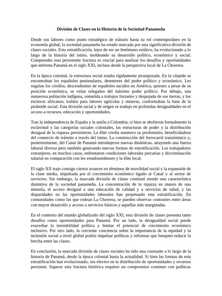 Ensayo Historia de La Sociedad Panameña | PDF | Panamá ...