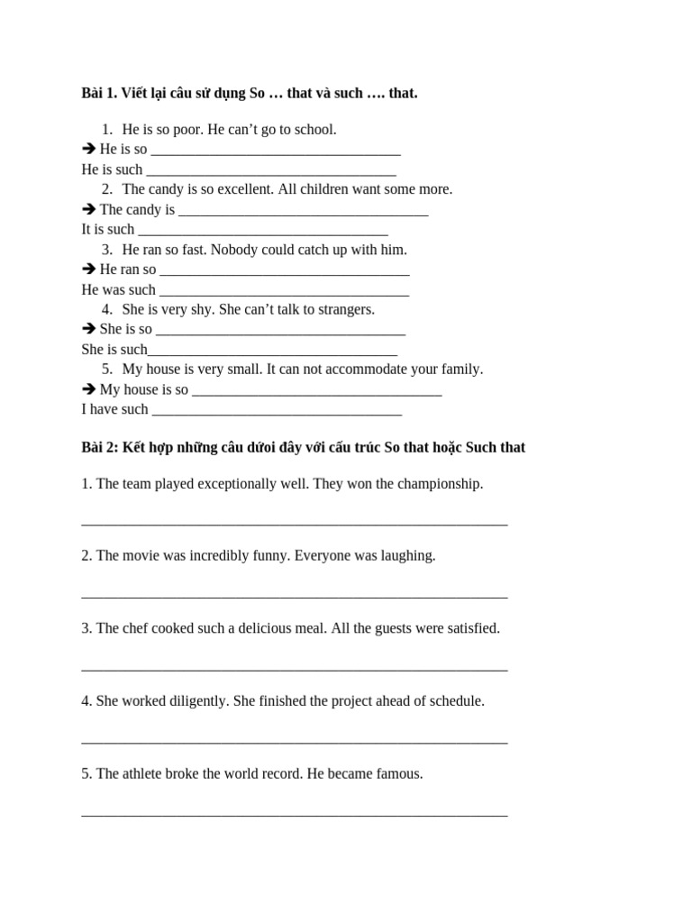 So...That and Such...That Exercises | PDF