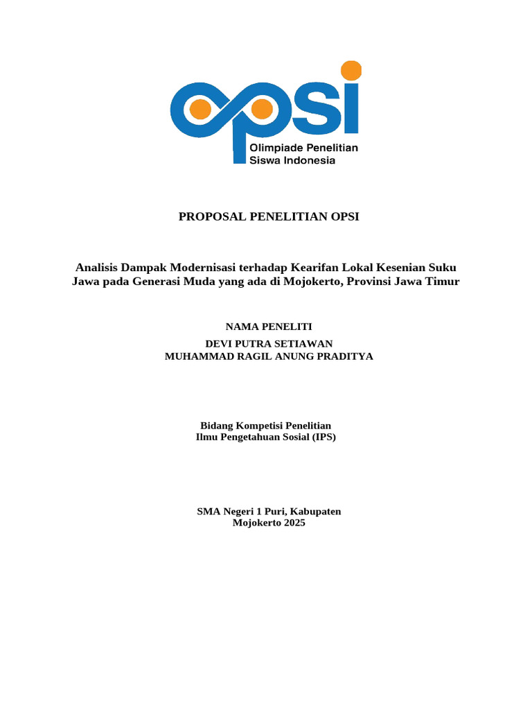 Proposal Penelitian Opsi | PDF