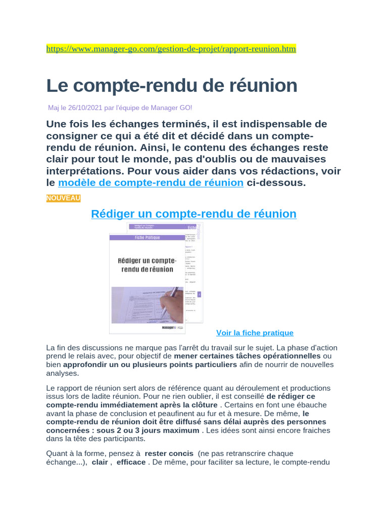 Rédiger un compte-rendu efficace | PDF