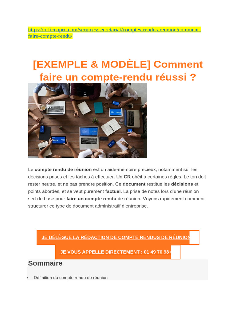 Guide pour rédiger un compte rendu | PDF