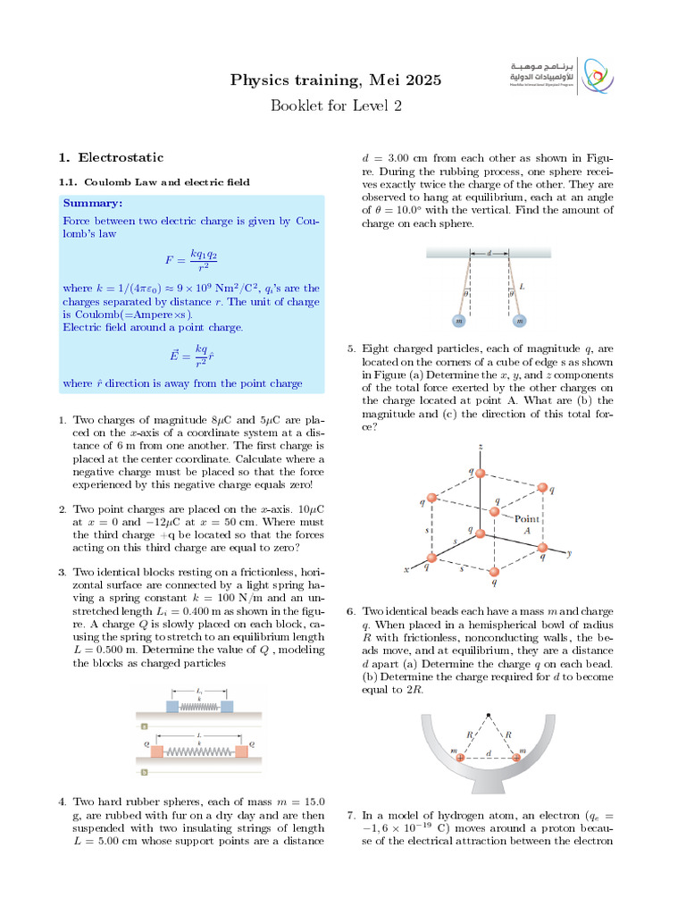 Physics Olympiad Worksheet 3 Pdf Electrical Network Resistor