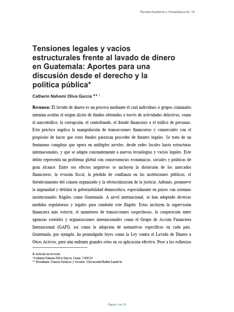 Lavado de dinero en Guatemala: desafíos legales | PDF | Guatemala ...