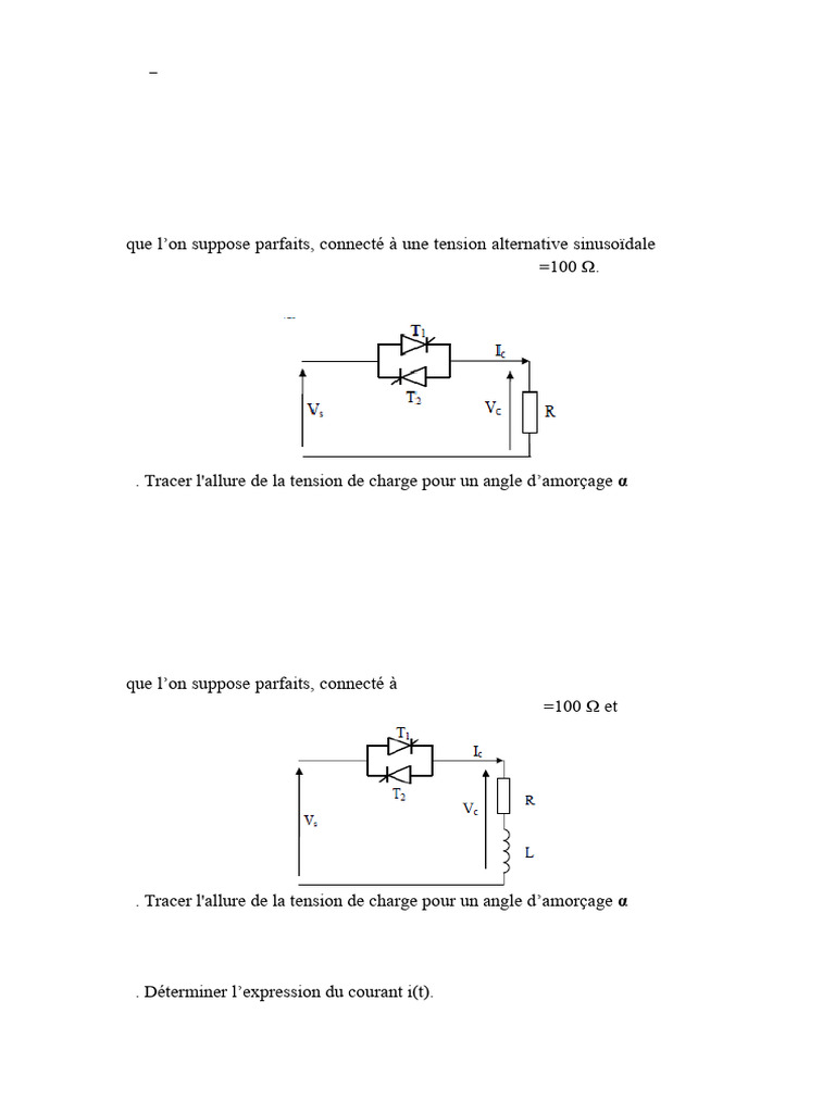 Gradateur Monophasé : TD Électronique de Puissance | PDF