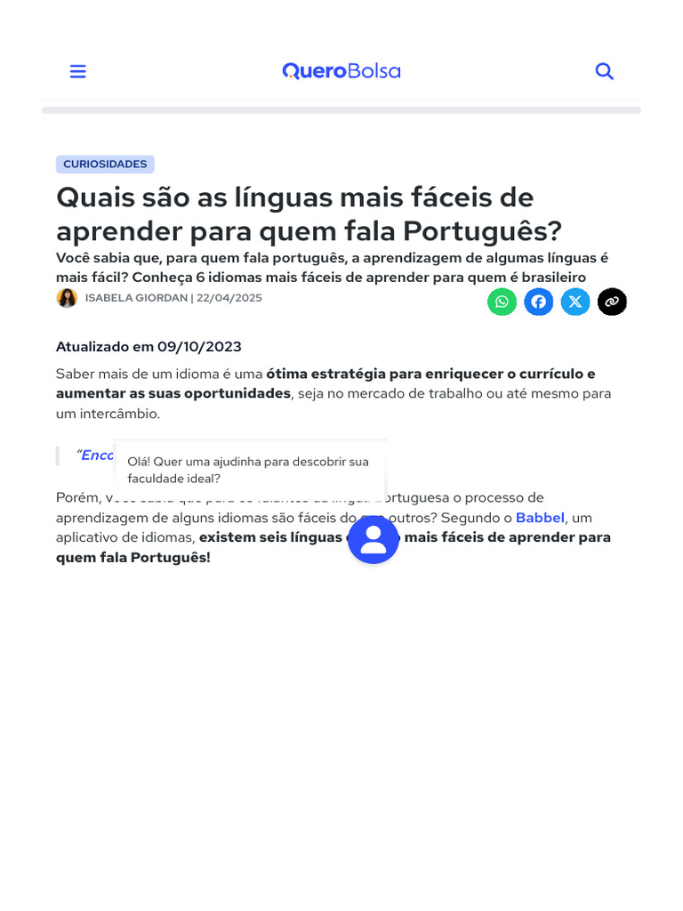 6 Línguas Fáceis para Falantes de Português | PDF | Português (idioma ...