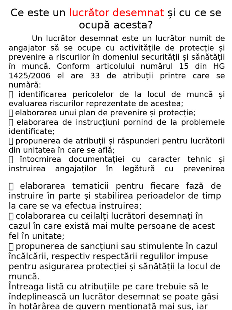 Ce Este Un Lucrator Desemnat | PDF