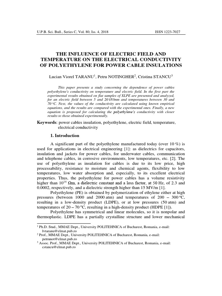 The Influence of Electric Field and Temp | PDF | Electrical Resistivity ...