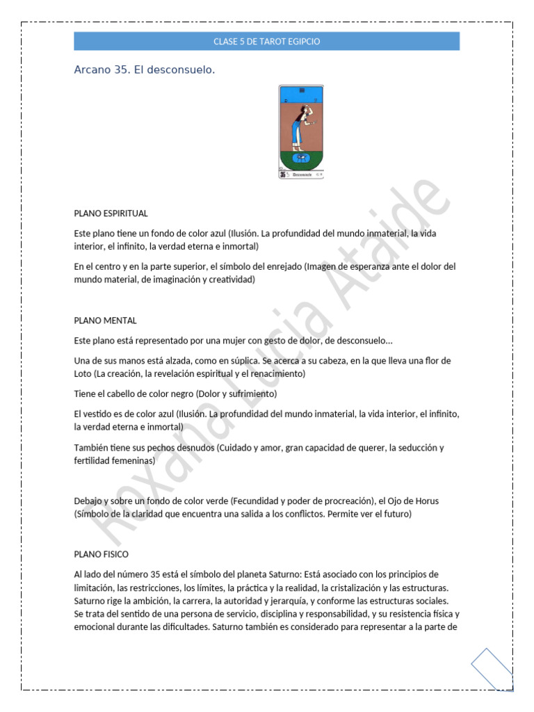 Clase 5 de Tarot Egipcio | PDF | Amor | Arcanos Mayores