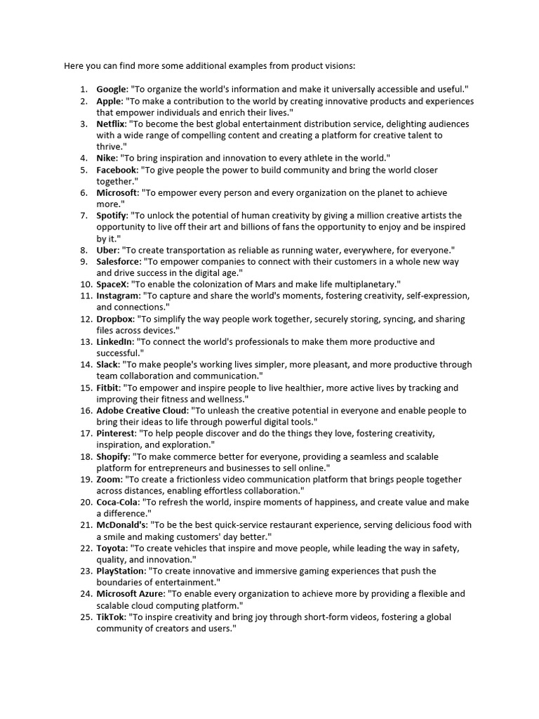 Chapter+1 Product+vision+examples | PDF | Cloud Computing | Computing