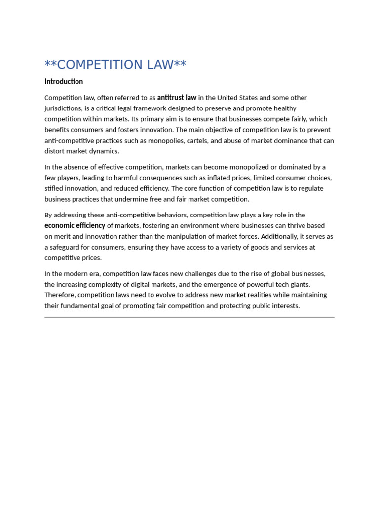 COMPETITION LAW Presentation | PDF | Competition Law | Competition