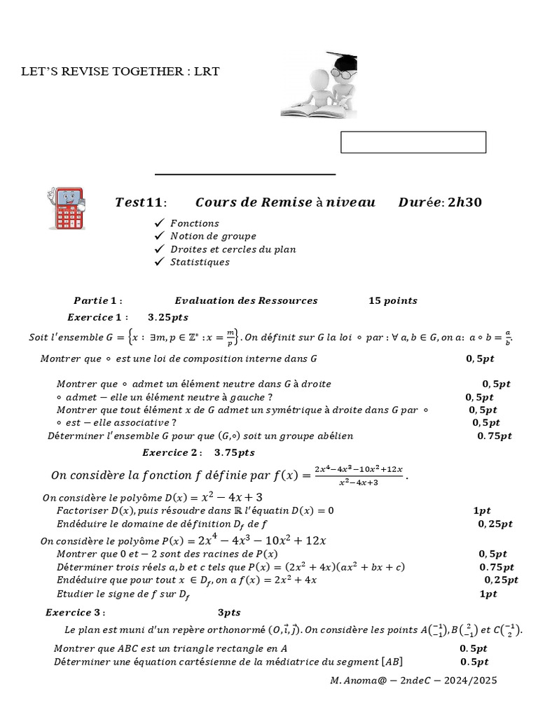 Test de Mathématiques 2nde C - Avril 2025 | PDF | Échecs