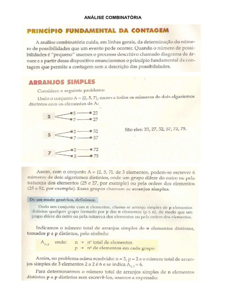 Apostila Analise Combinatória | PDF