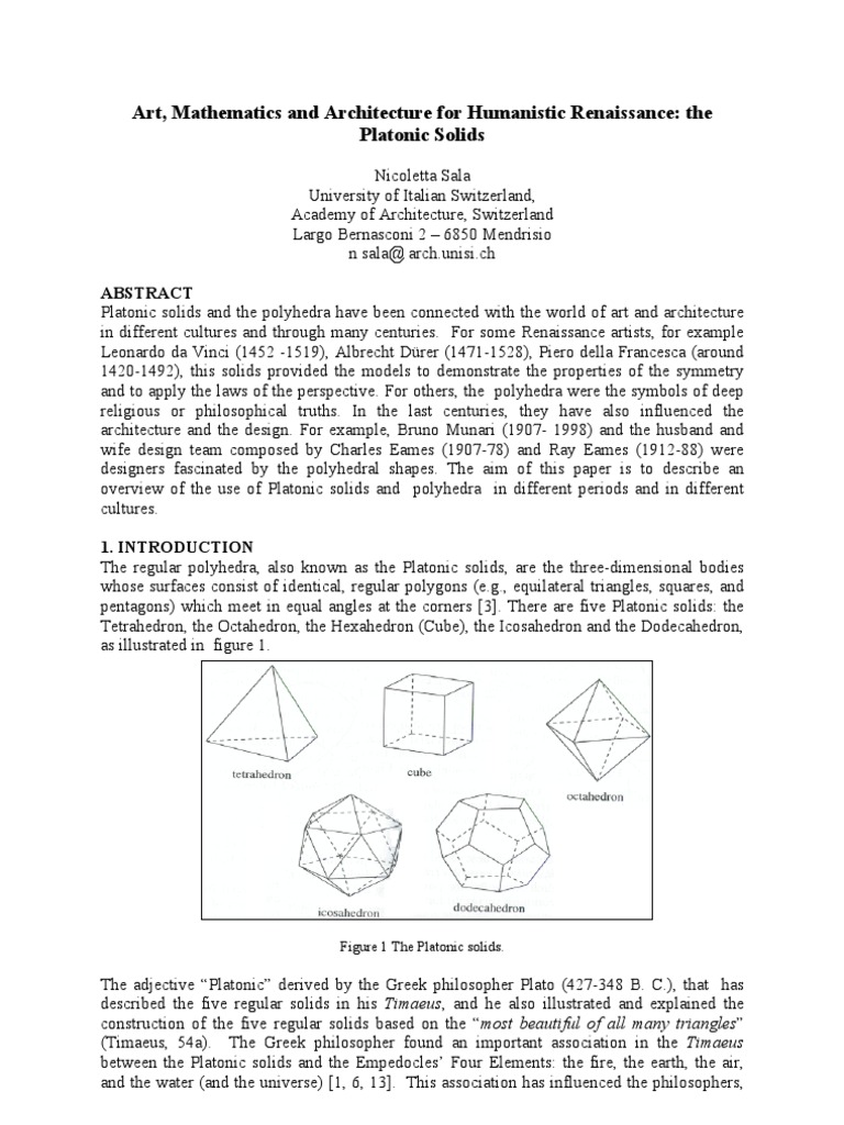 Art, Mathematics and Architecture For Humanistic Renaissance | PDF ...