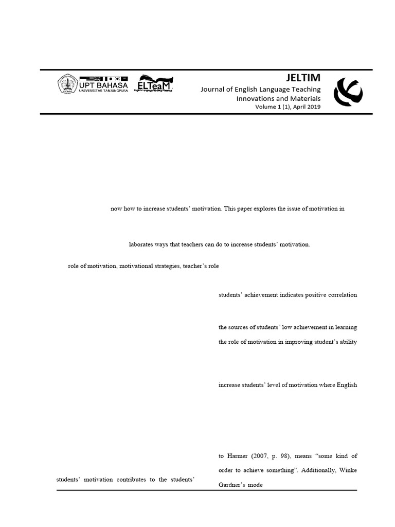 Importance of Motivation in EFL Learning | PDF | Teachers | Motivation
