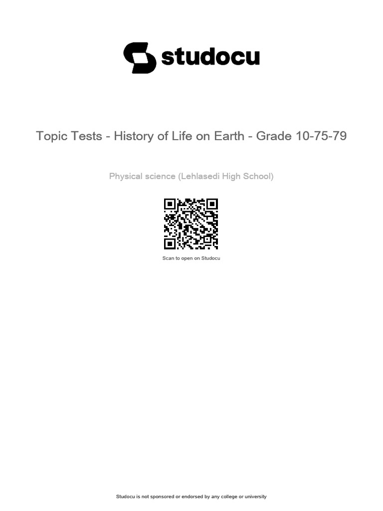 Topic Tests History of Life On Earth Grade 10 75 79 | PDF | Geologic ...