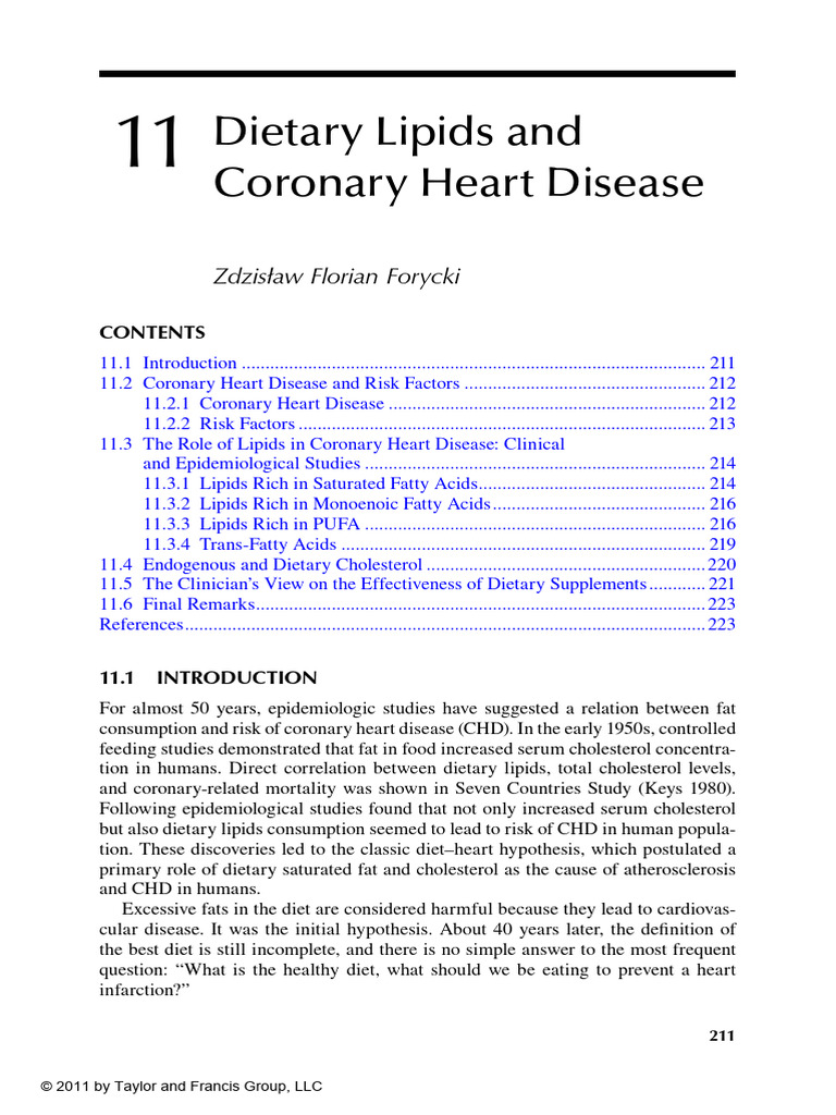 11 Dietary Lipids and Coronary Heart Disease | PDF | Coronary Artery ...