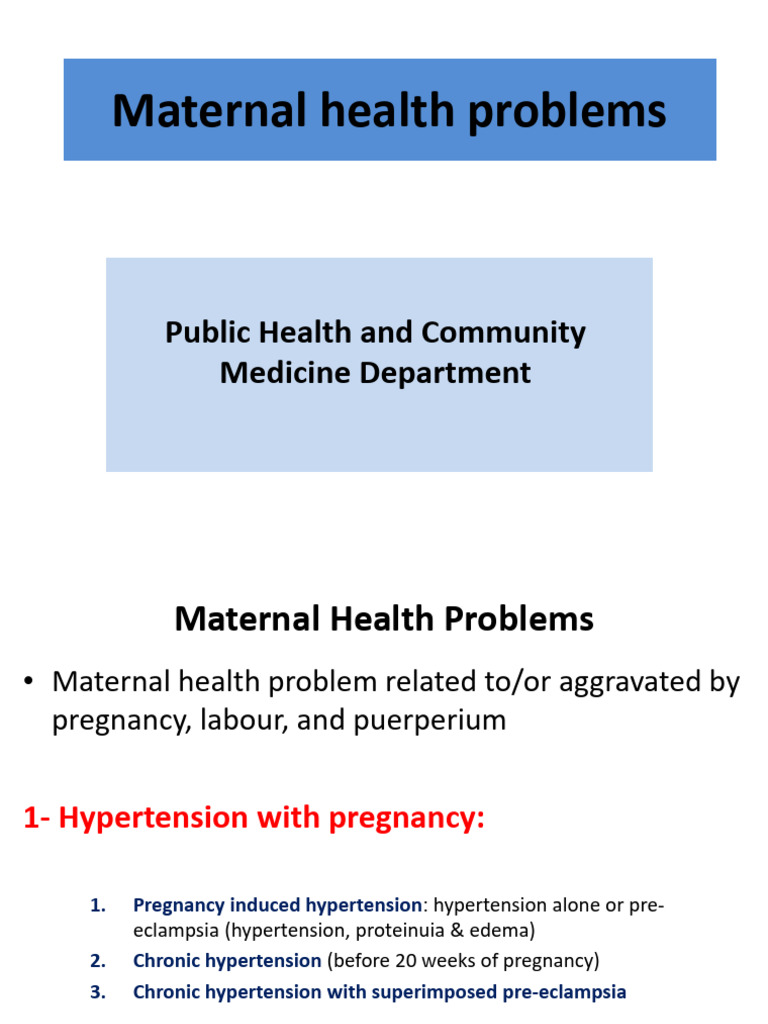 Maternal Health Problems | PDF | Maternal Death | Childbirth