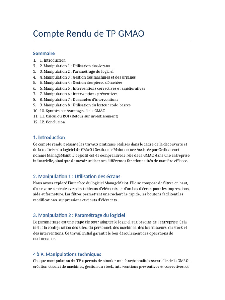 Compte Rendu Complet TP GMAO | PDF | Logiciel | Informatique