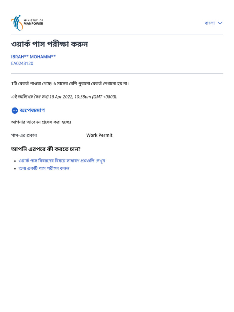 MOM - Check A Work Pass | PDF