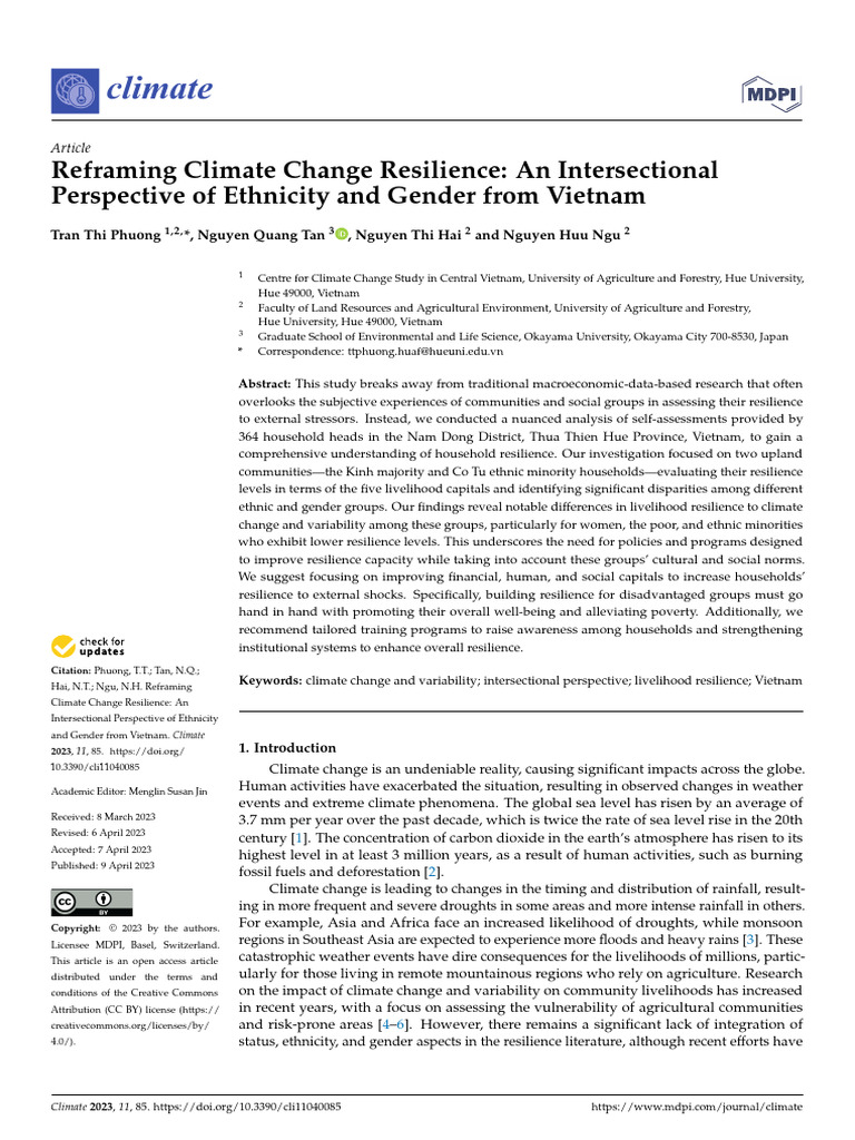 Ethnicity and Gender in Climate Resilience | PDF | Psychological ...