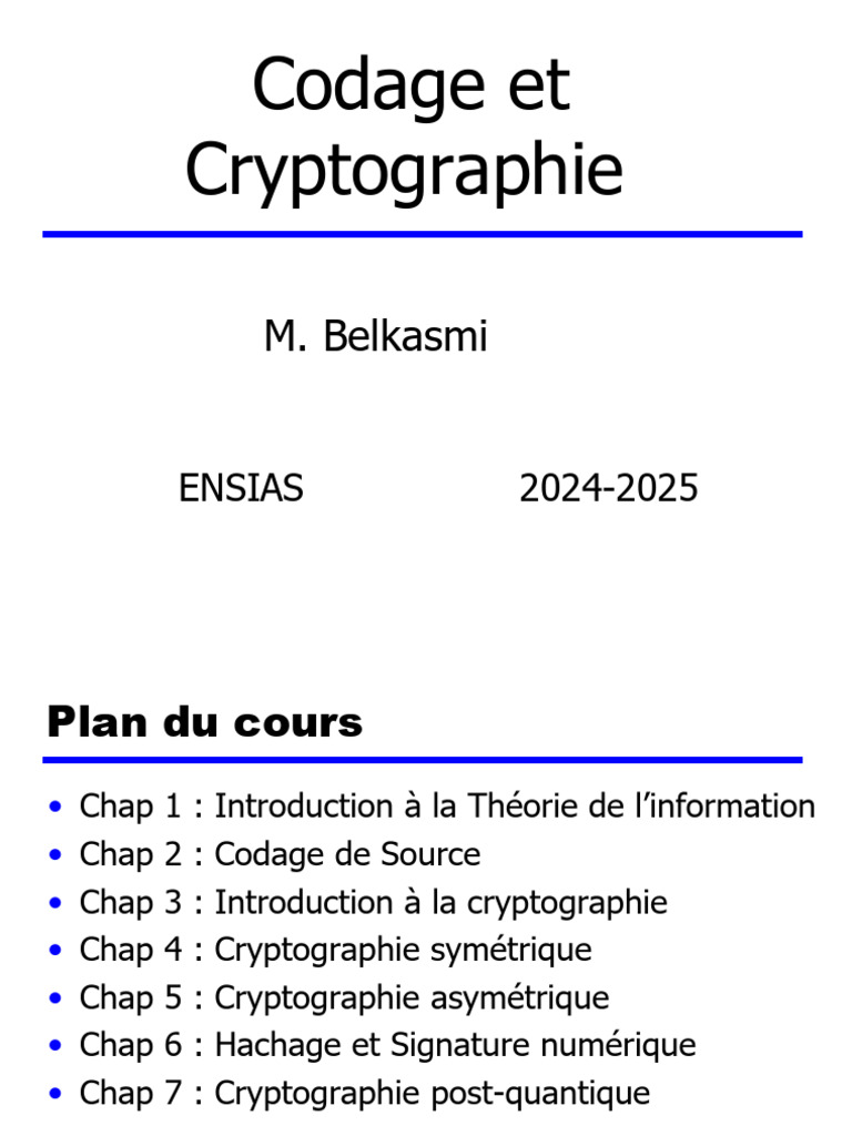 Codage et Cryptographie: Concepts Clés | PDF | Public-key cryptography ...