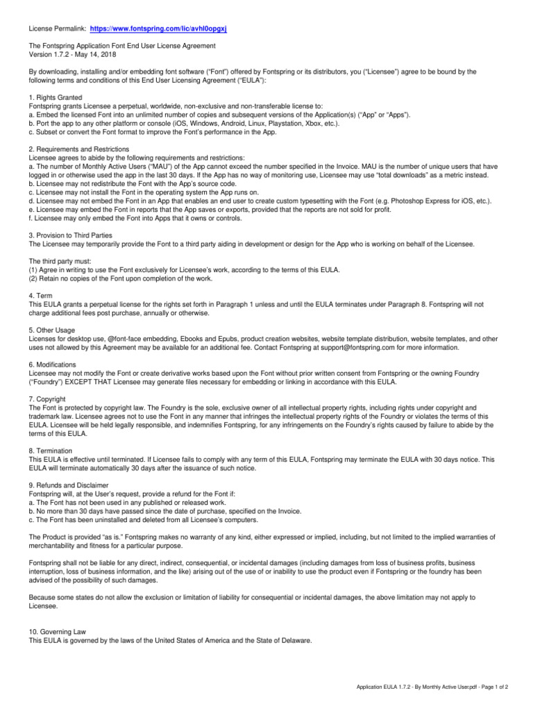 Application EULA 1.7.2 - by Monthly Active User | PDF | License ...