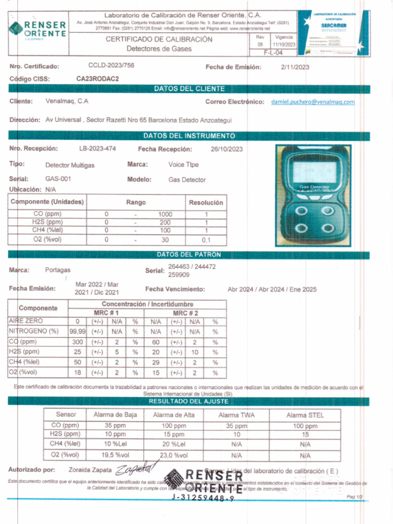 Detector Multigases GAS-001 | PDF