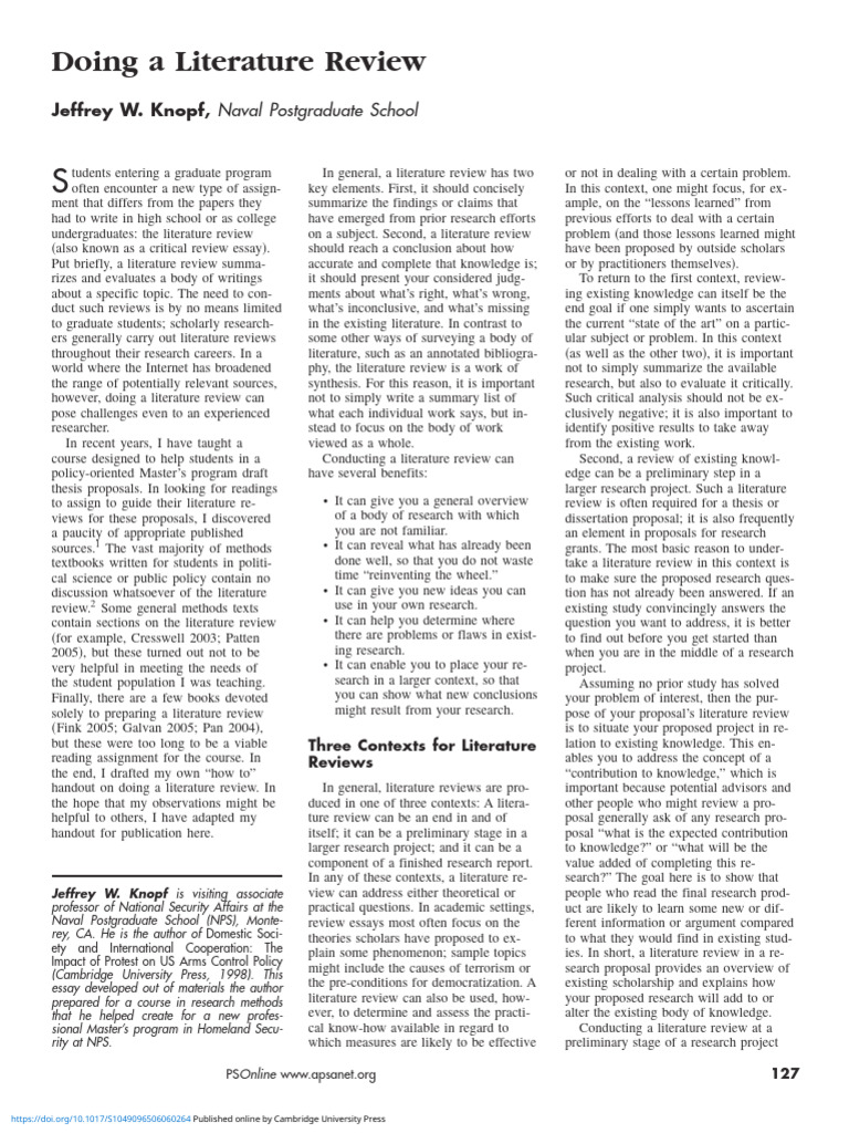 Guide to Conducting Literature Reviews | PDF | Methodology | Knowledge