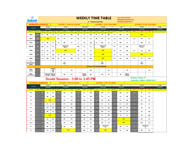Timetable - 26 May 2025 | PDF