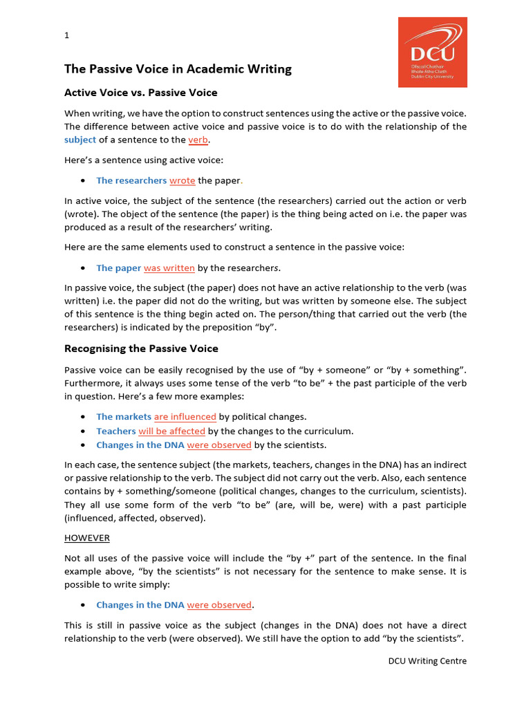 Understanding Passive Voice in Academia | PDF | Verb | Linguistic Typology