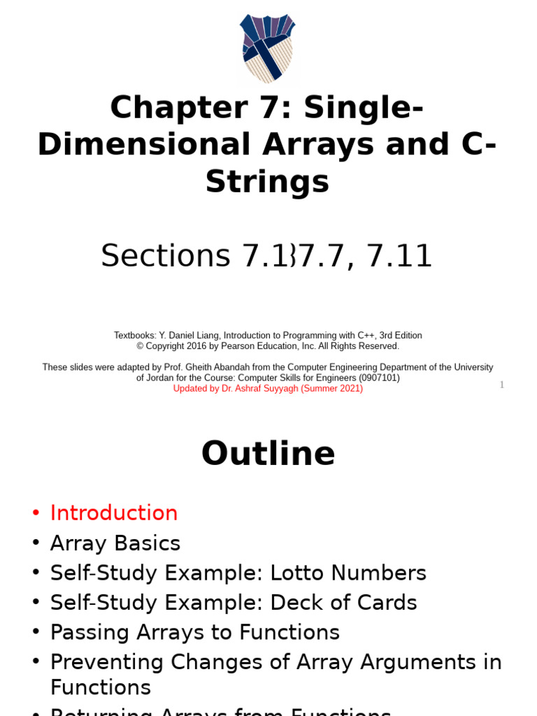 07 Singl Dim Arrays and C Strings | PDF | Namespace | Software Engineering