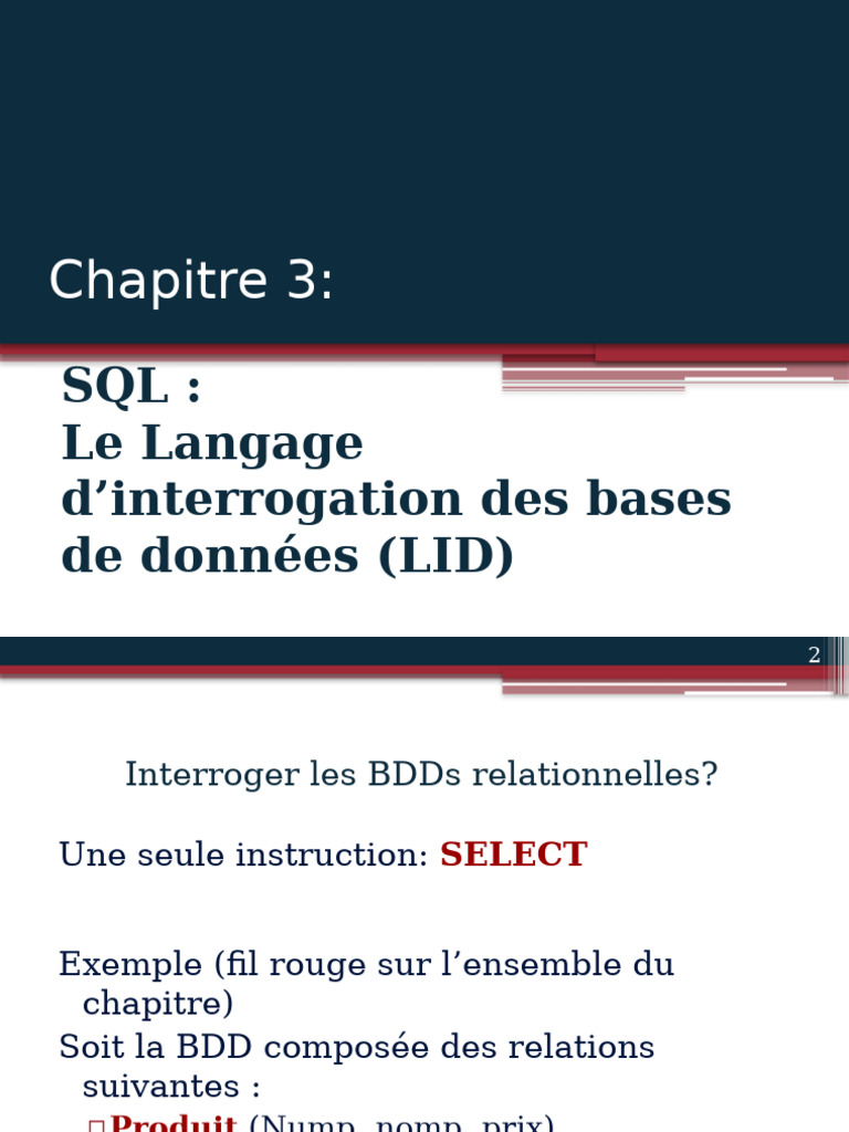 Introduction au langage SQL et requêtes | PDF | SQL | Programmation ...