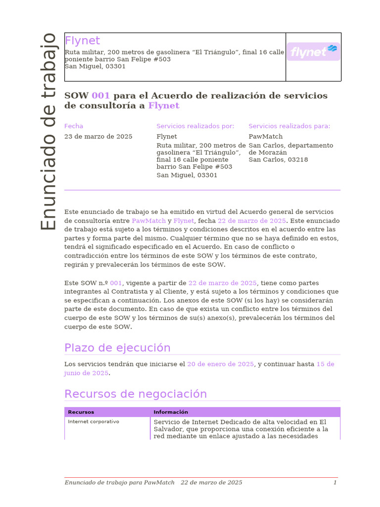 SOW para Servicios de PawMatch y Flynet | PDF | La seguridad ...
