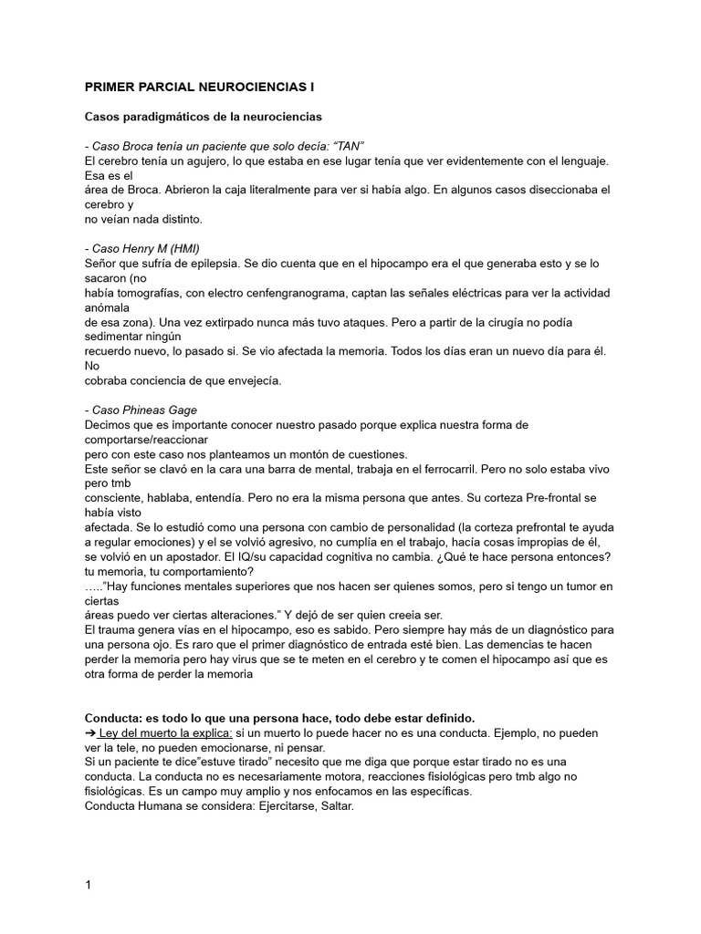 Primer Parcial Neuro P Final | PDF | Axon | Cerebro