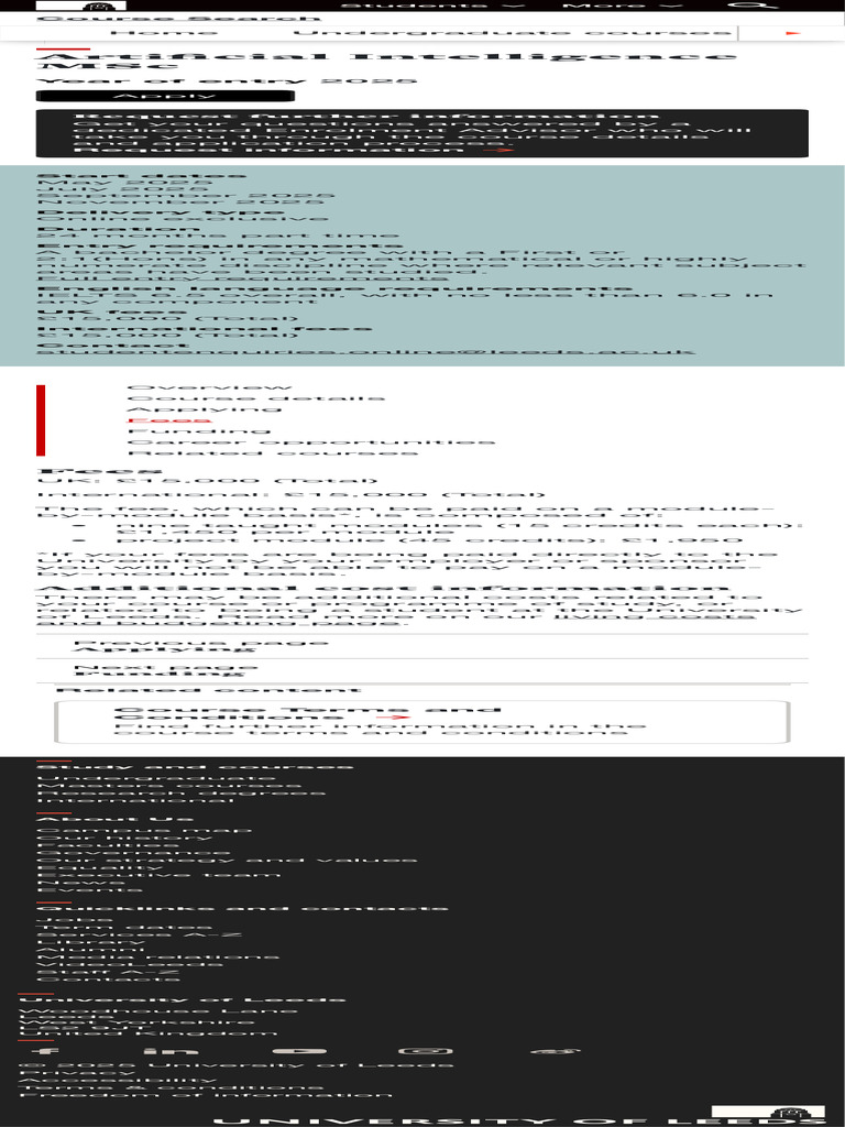 MSc Artificial Intelligence 2025 Fees & Requirements | PDF