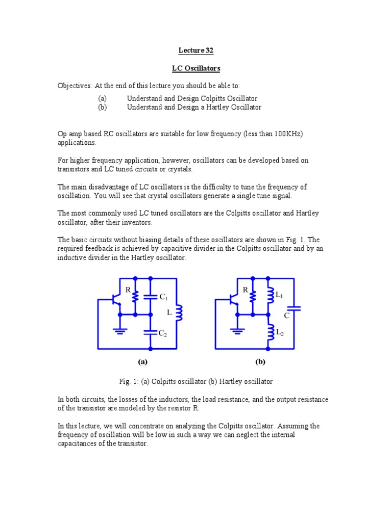 LC Oscillators: Colpitts & Hartley | PDF | Electronic Oscillator ...