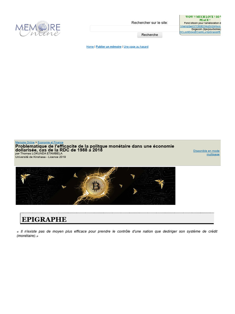Epigraphe | PDF | Politique monétaire | Argent