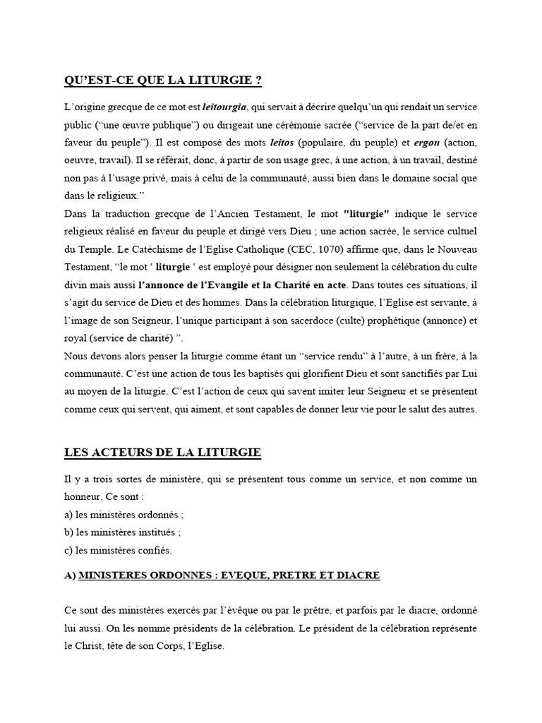 Comprendre la liturgie catholique | PDF | Église catholique | Liturgie ...