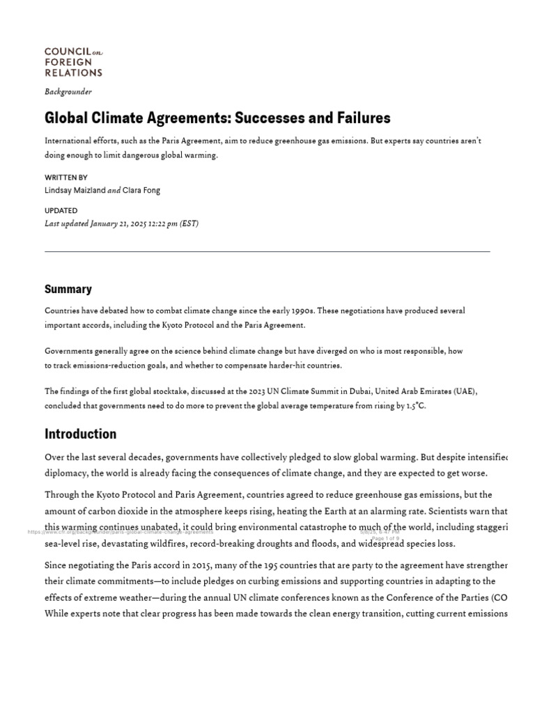 Global Climate Agreements Overview | PDF | Climate Change | Kyoto Protocol