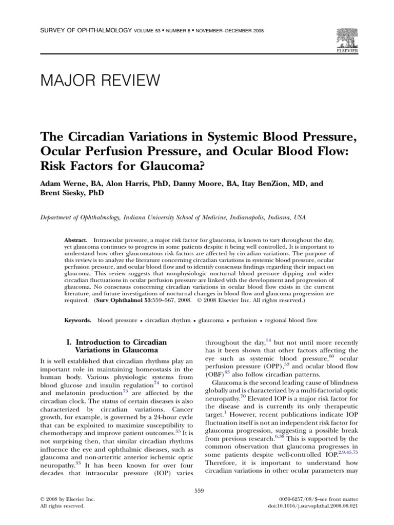 Circadian Impact on Glaucoma Risk Factors | PDF | Glaucoma | Blood Pressure