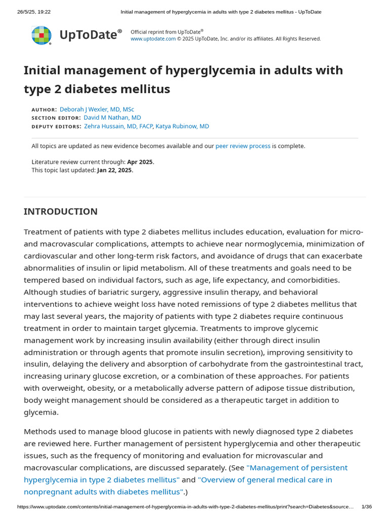 Initial Management of Hyperglycemia in Adults With Type 2 Diabetes ...