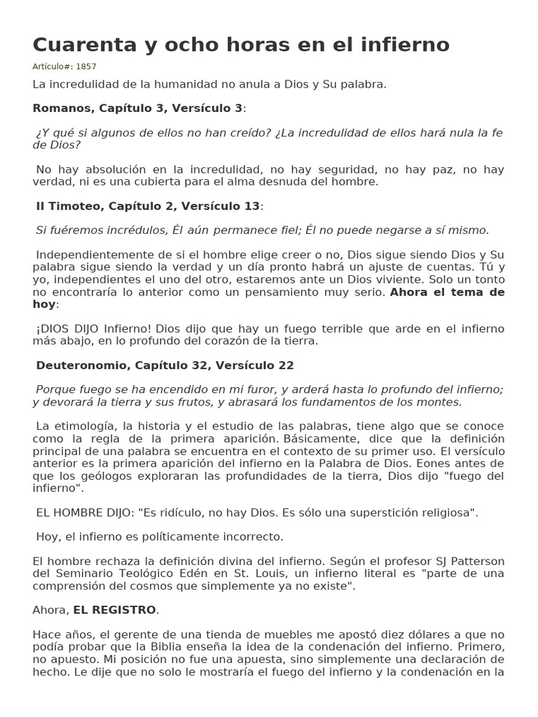 La Verdad Bíblica sobre el Infierno | PDF | Infierno | Cristo (título)