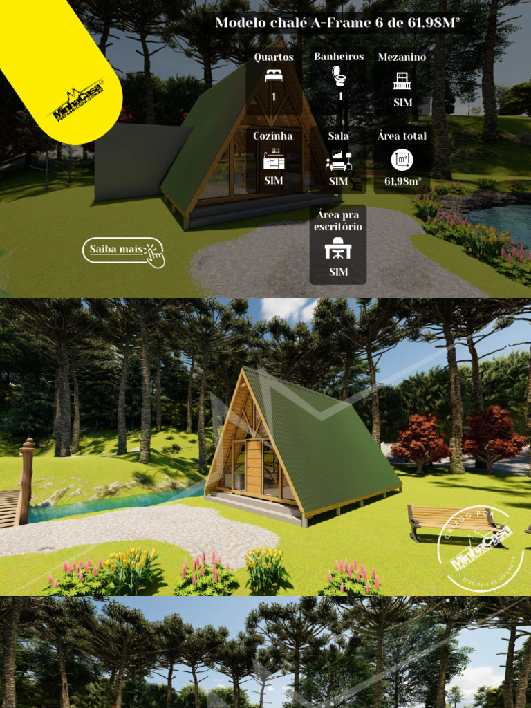 Chalé A-Frame 61,98m²: Conforto e Estilo | PDF