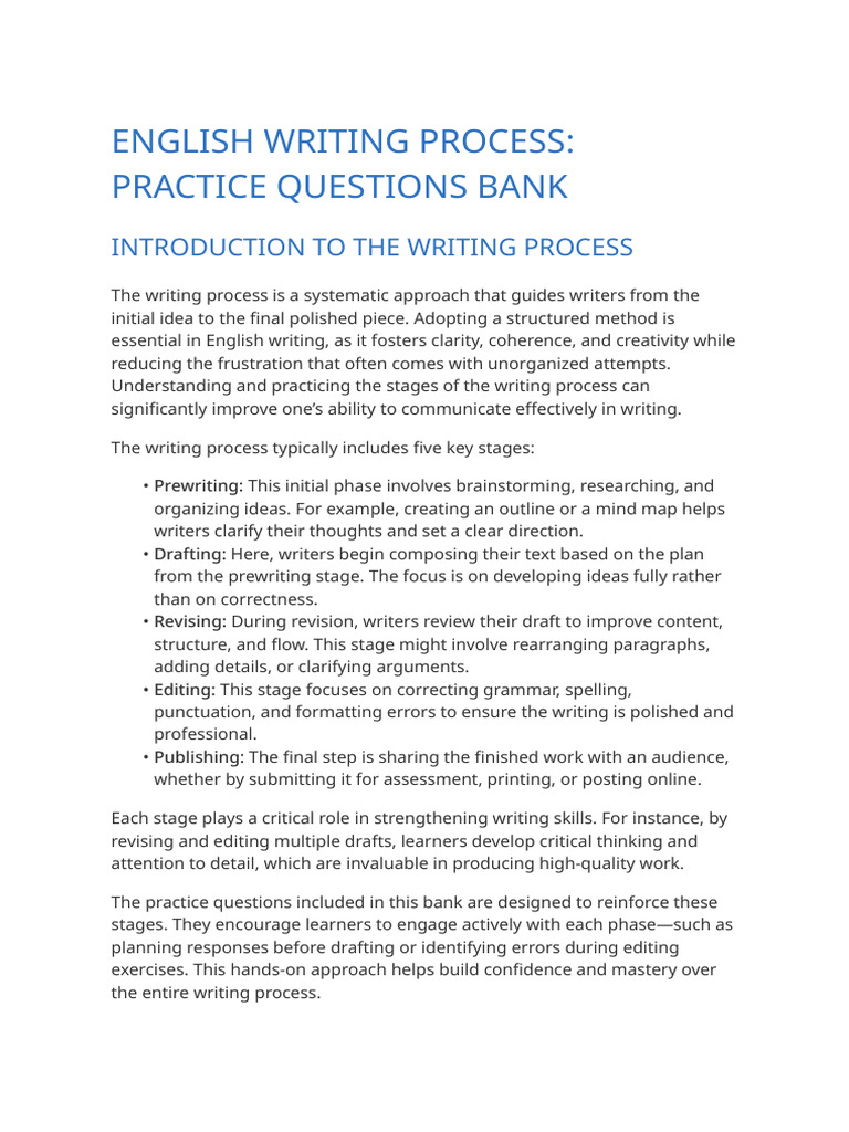English Language Question Bank | PDF | Proofreading | Writing