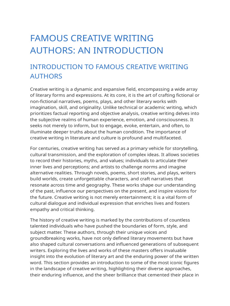 Iconic Creative Writing Authors Overview | PDF | Gabriel García Márquez ...