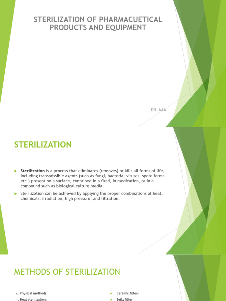 Sterilization Methods for Pharmaceuticals | PDF | Sterilization ...