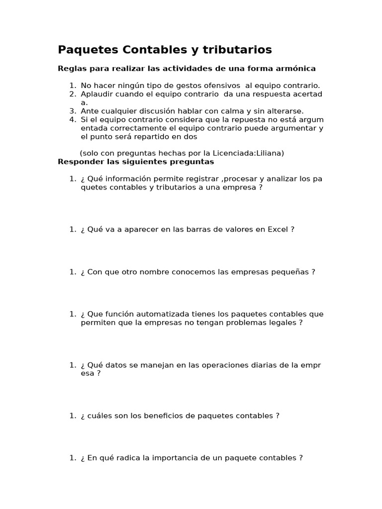 Paquetes Contables y Tributarios Esenciales | PDF
