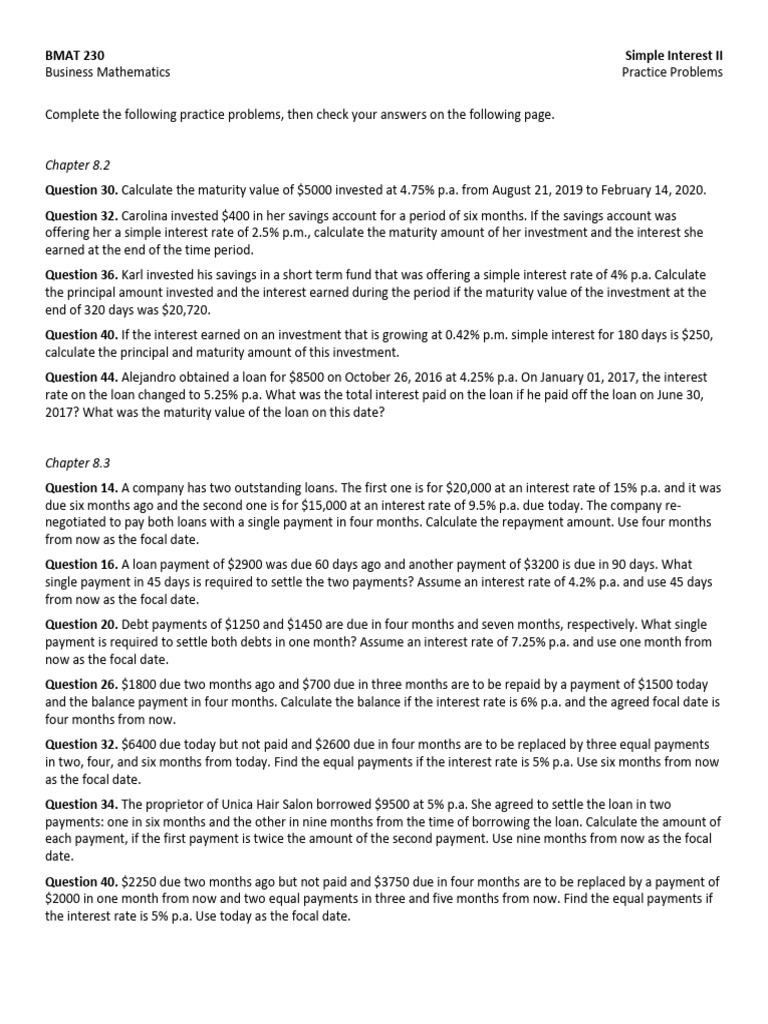 Simple Interest II | PDF | Interest | Debt