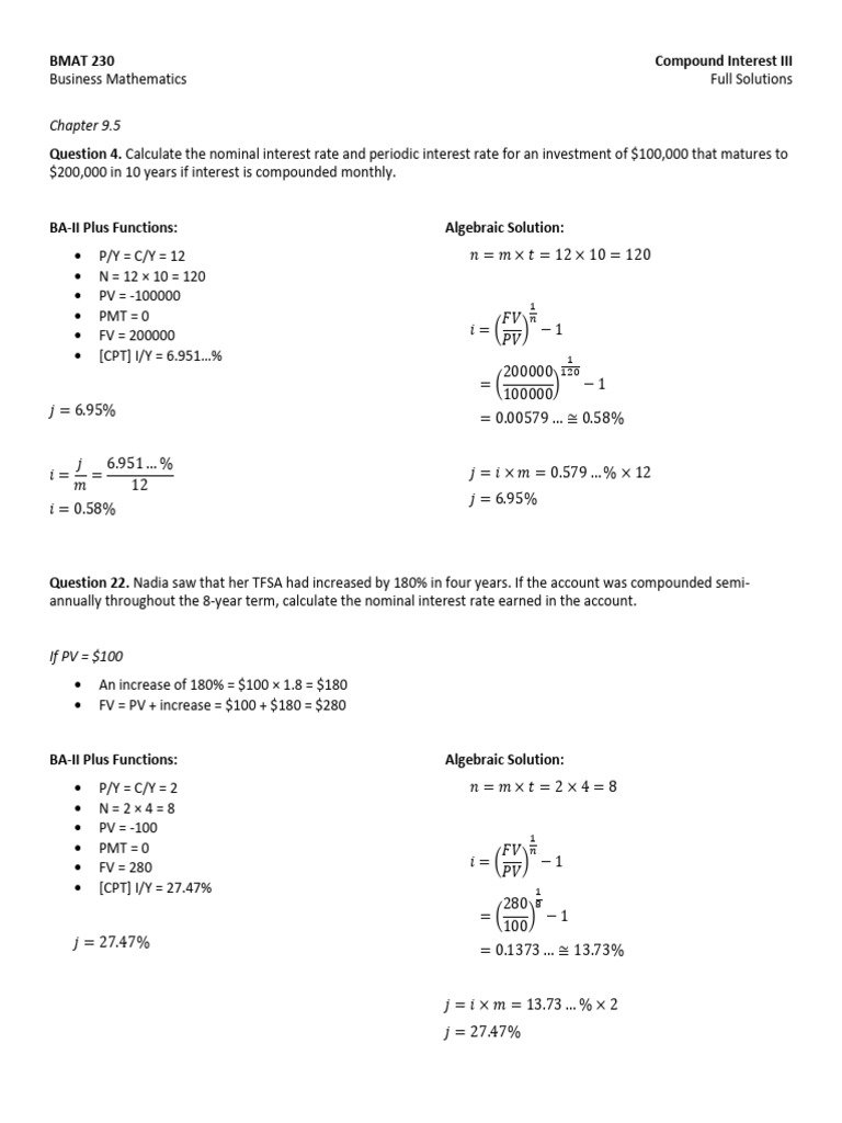 Compound Interest Calculations Explained | PDF | Interest | Compound ...